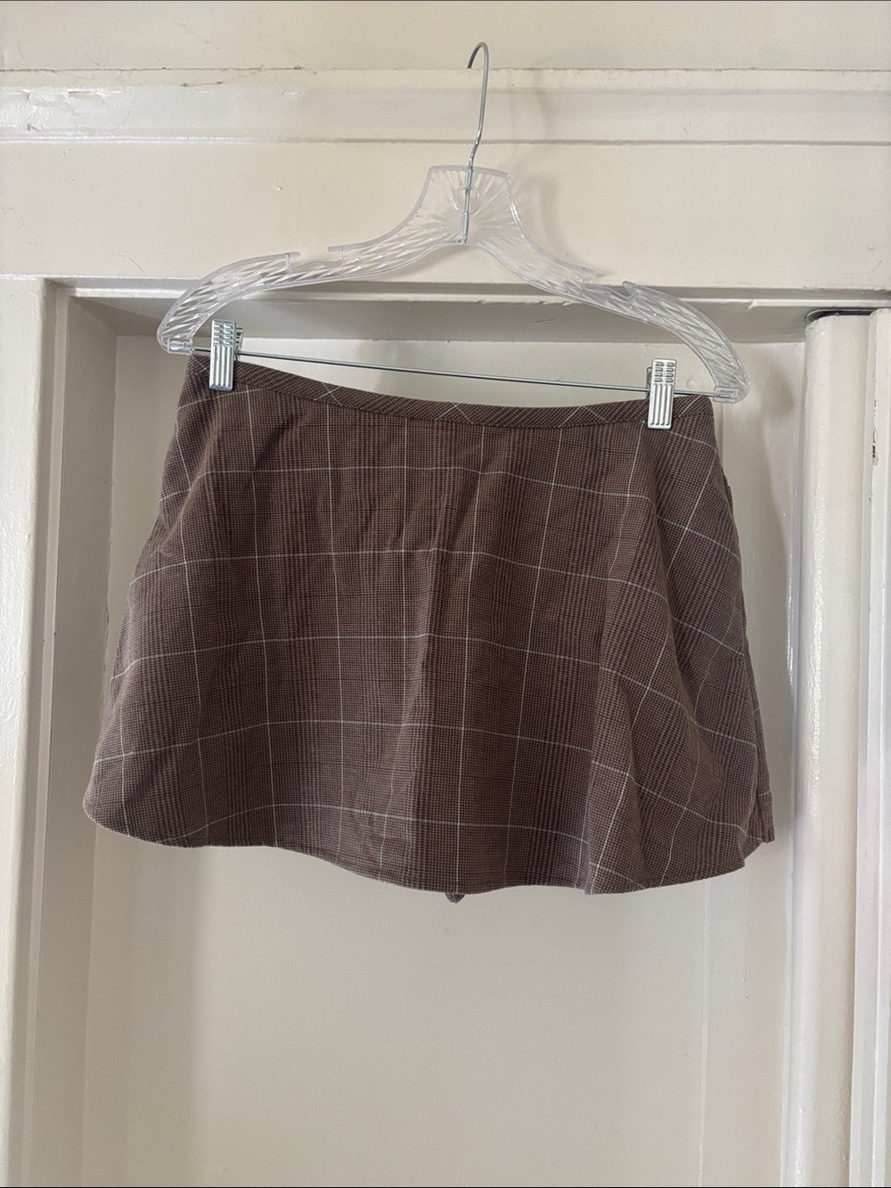 Free People Brown Plaid Mini Skort